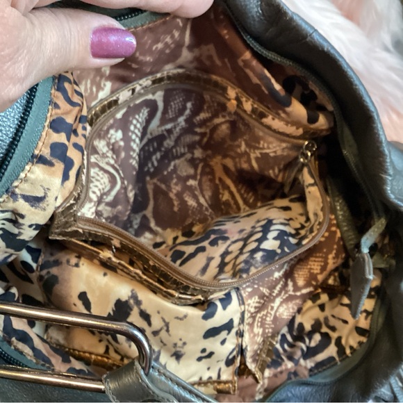 Sharif Gray Leather Hobo with Fringe and Studs - Picture 12 of 16